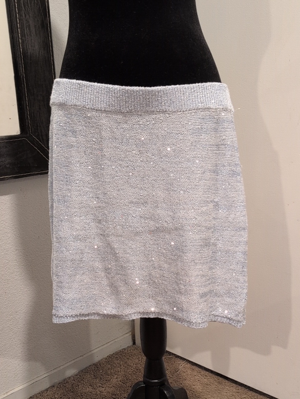 Wild Fable Light Blue Metallic Sparkle Knit Mini Skirt Size Large